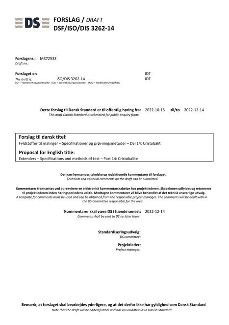 DANSK DSF/ISO/DIS 3262-14
