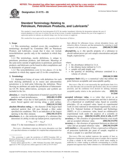ASTM D4175-05