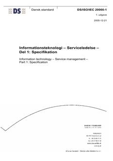 DANSK DS/ISO/IEC 20000-1