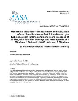 ASA S2.80-2019/Part 2/ ISO 20816-2:2017 (R2024)