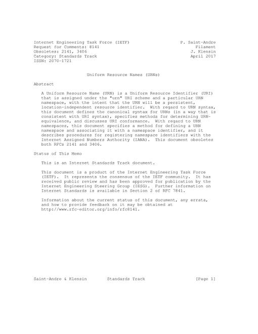 IETF RFC 8141