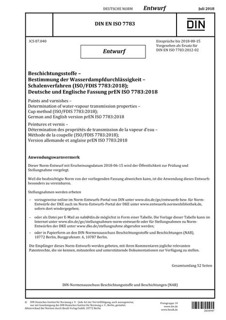 DIN EN ISO 7783 - DRAFT