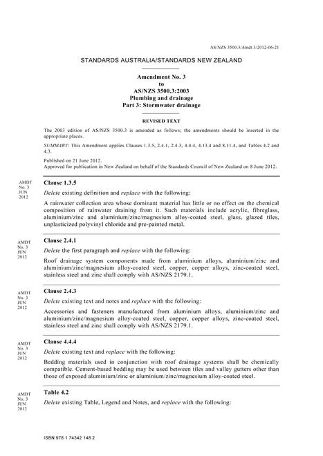 AS/NZS 3500.3:2003 AMDT 3