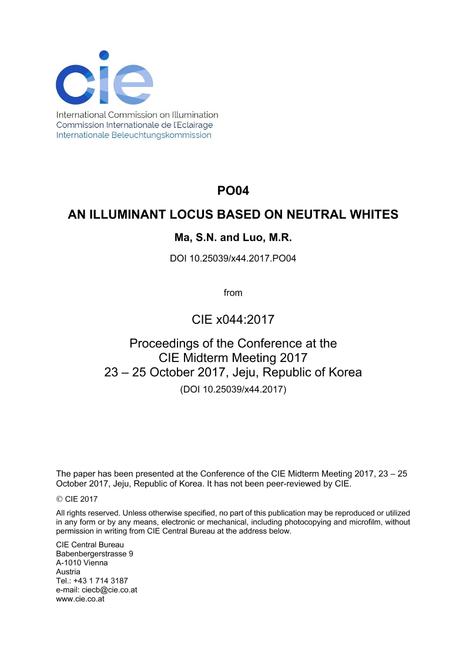 AN ILLUMINANT LOCUS BASED ON NEUTRAL WHITES
 (PO04, 827-832)