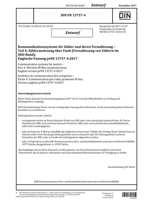 DIN EN 13757-4 - DRAFT