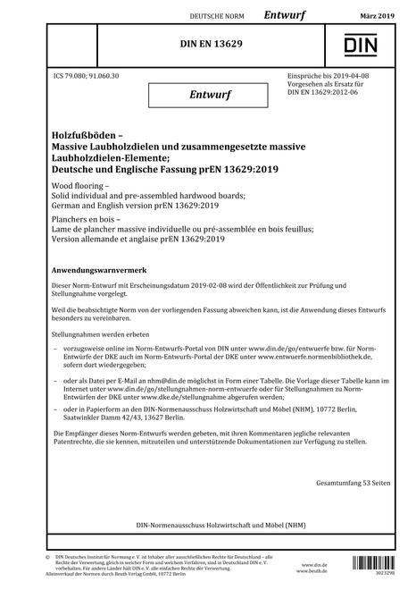 DIN EN 13629 - DRAFT