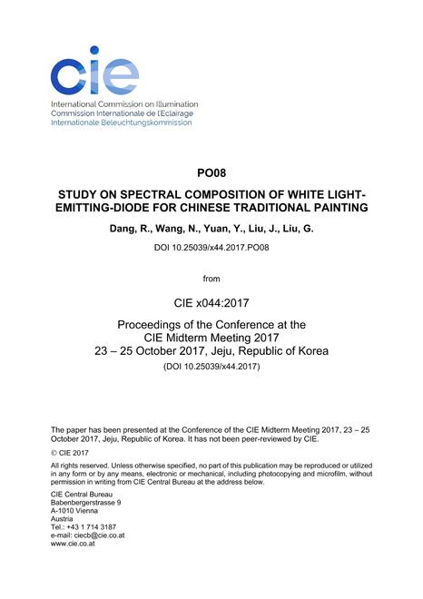 STUDY ON SPECTRAL COMPOSITION OF WHITE LIGHT-EMITTING-DIODE FOR CHINESE TRADITIONAL PAINTING (PO08, 847-855)