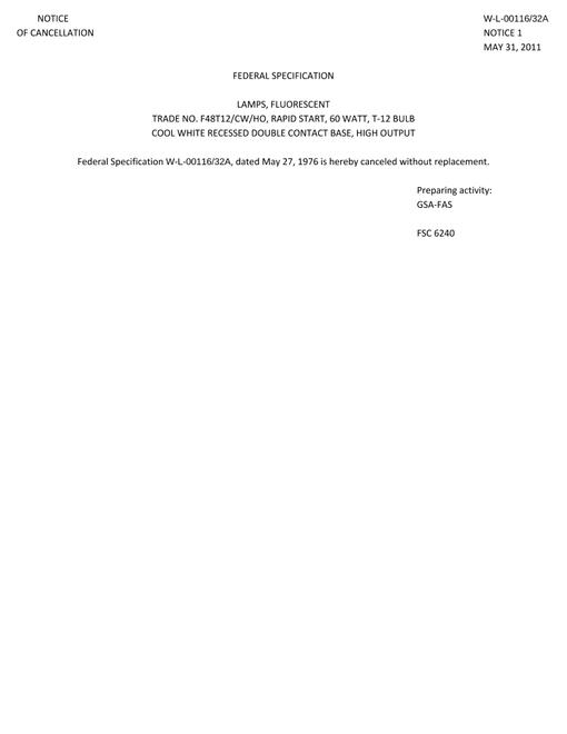 FAS W-L-00116/32A CANC NOTICE 1