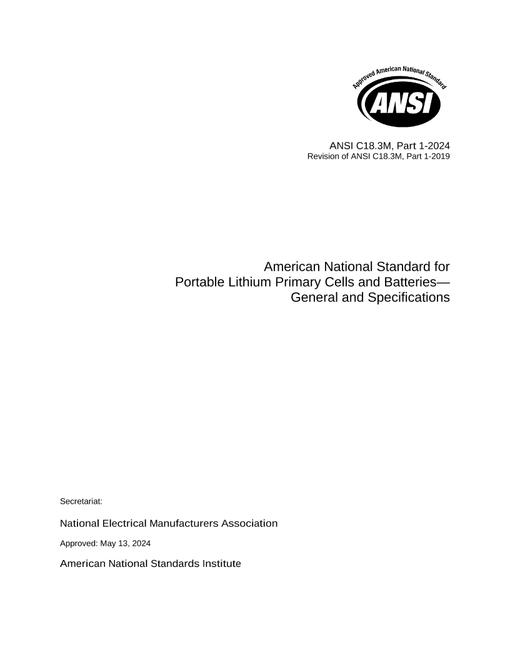 ANSI C18.3M, Part 1-2024