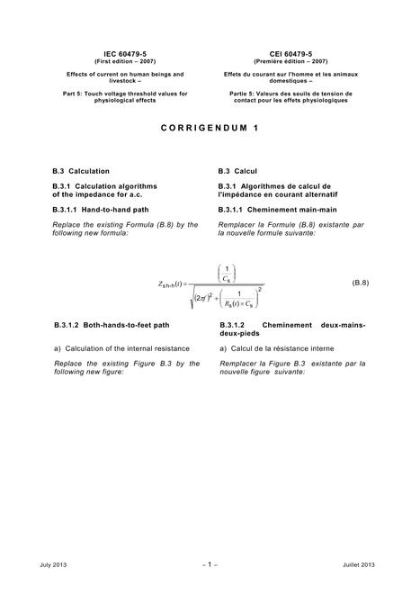 IEC/TR 60479-5 Ed. 1.0 b Cor.1:2013