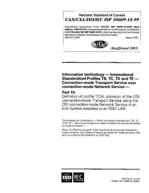 CAN/CSA-ISO/IEC ISP 10609-15-99 (R2003)