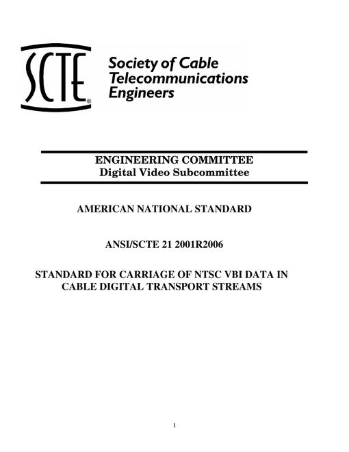 SCTE 21 2001(R2006)