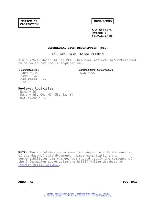 CID A-A-59775/1 Notice 2 - Validation 2