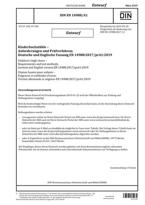 DIN EN 14988/A1 - DRAFT