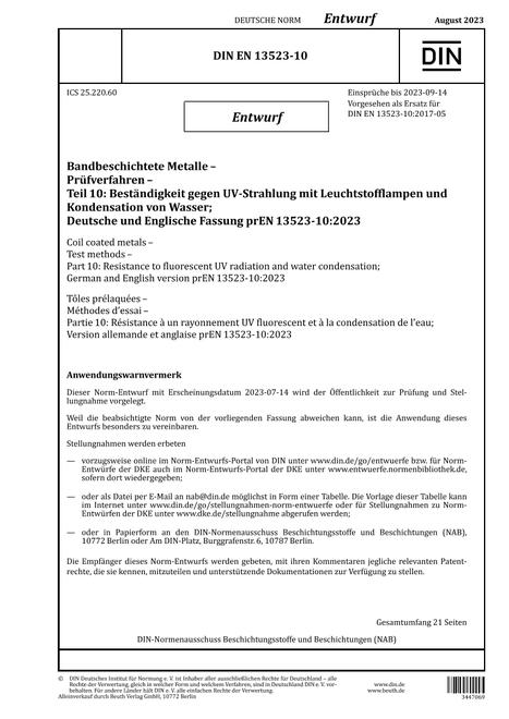 DIN EN 13523-10 - DRAFT