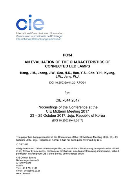 AN EVALUATION OF THE CHARACTERISTICS OF CONNECTED LED LAMPS

 (PO34, 918-922)