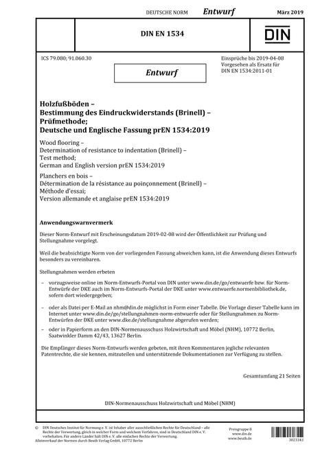 DIN EN 1534 - DRAFT