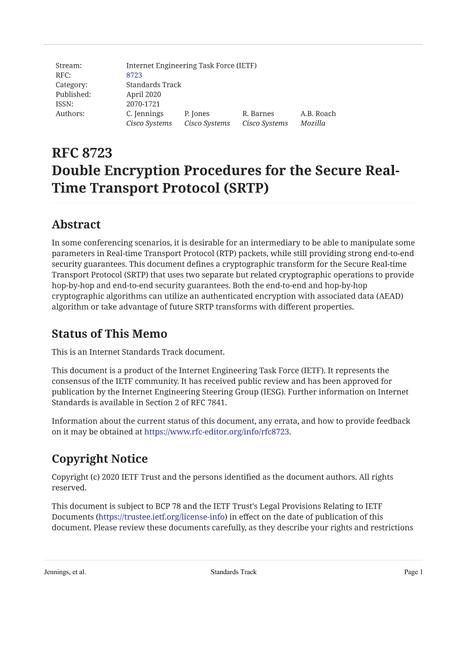IETF RFC 8723