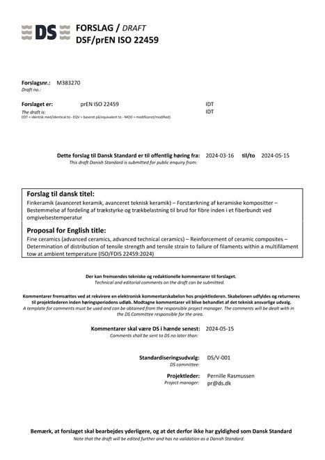 DANSK DSF/PREN ISO 22459