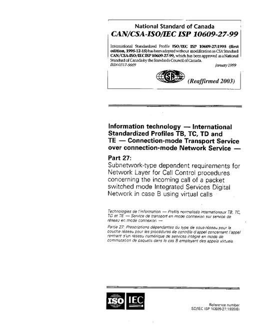 CAN/CSA-ISO/IEC ISP 10609-27-99 (R2003)