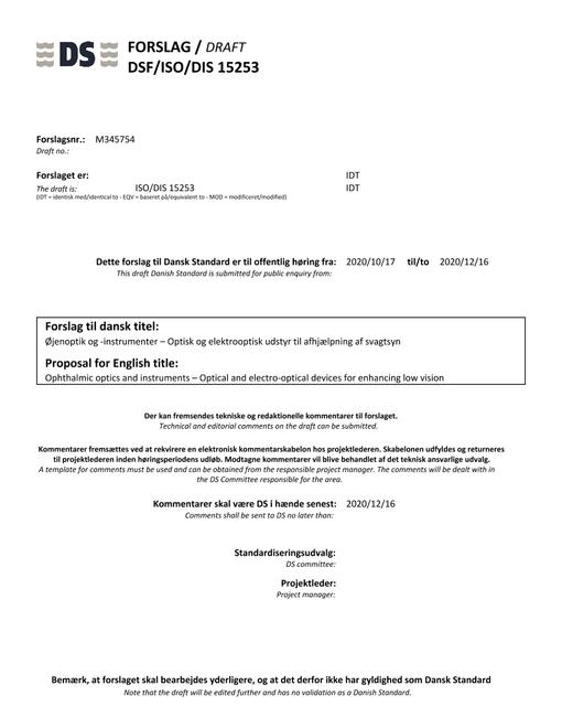 DANSK DSF/ISO/DIS 15253