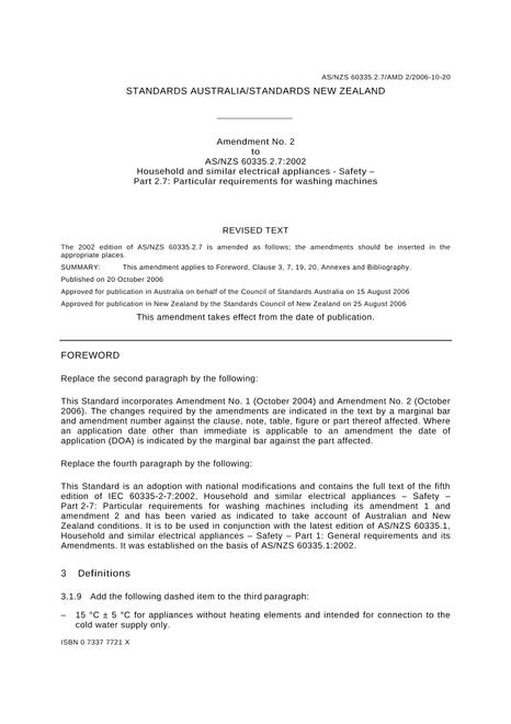AS/NZS 60335.2.7:2002 AMDT 2