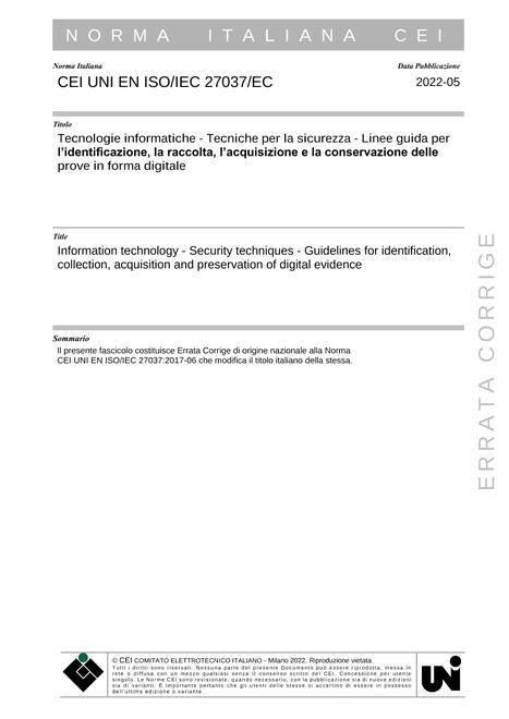 CEI UNI EN ISO/IEC 27037/EC