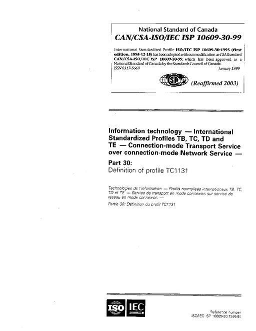CAN/CSA-ISO/IEC ISP 10609-30-99 (R2003)
