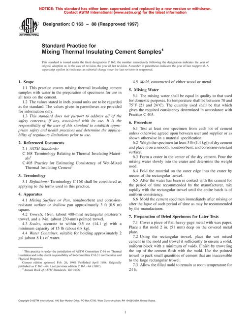ASTM C163-88(1997)