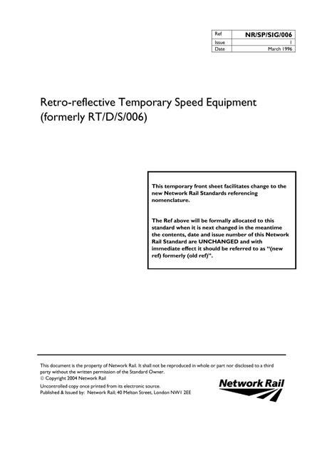 NR RT/D/S/006 ISSUE 1