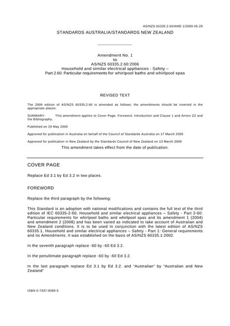 AS/NZS 60335.2.60:2006 AMDT 1