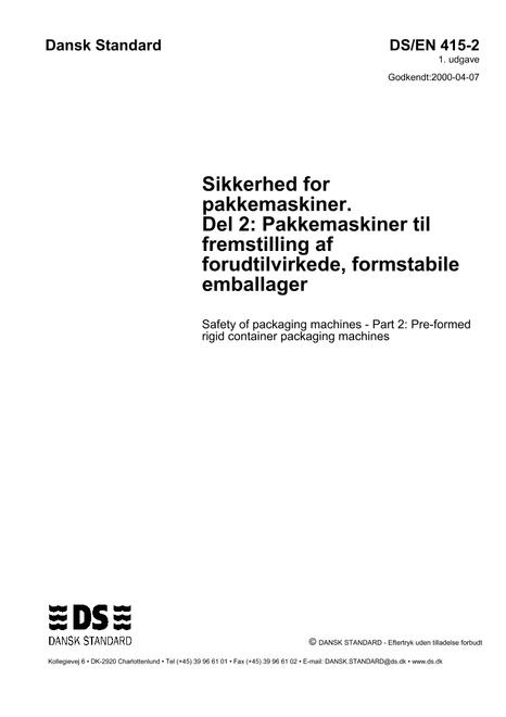 DANSK DS/EN 415-2