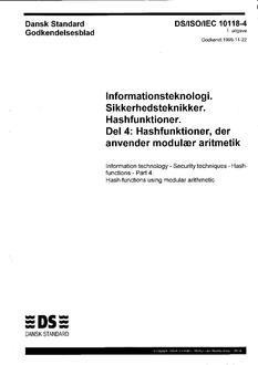 DANSK DS/ISO/IEC 10118-4