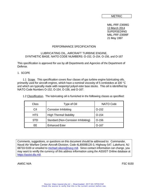 MIL MIL-PRF-23699G