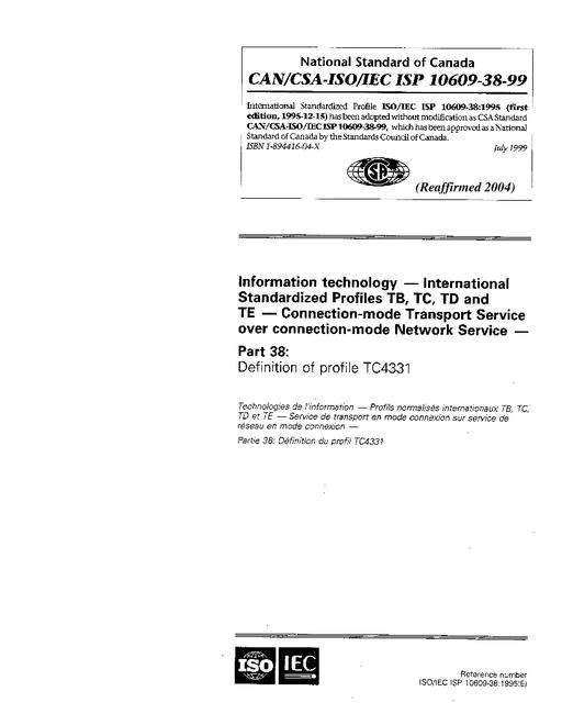 CAN/CSA-ISO/IEC ISP 10609-38-99 (R2004)