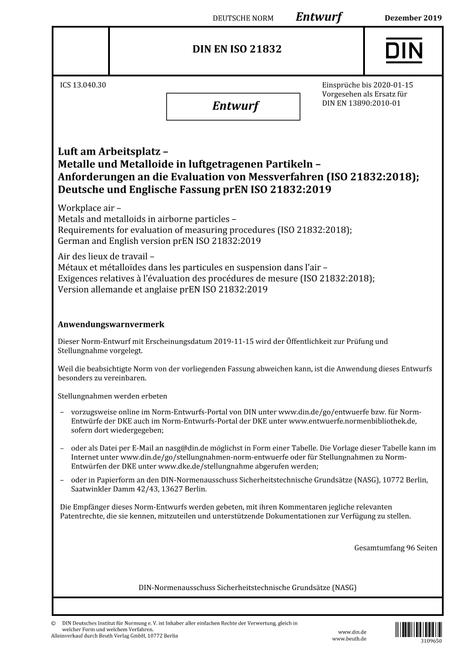 DIN EN ISO 21832 - DRAFT