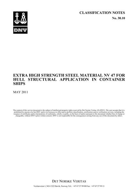 DNV DNV CLASSIFICATION NOTES 30.10
