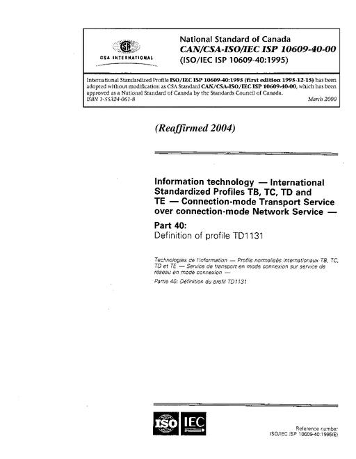 CAN/CSA-ISO/IEC ISP 10609-40-00-R04