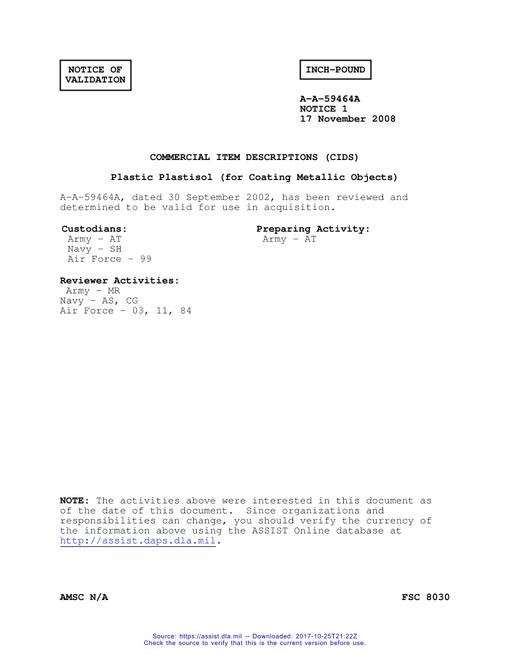 CID A-A-59464A Notice 1 - Validation 1