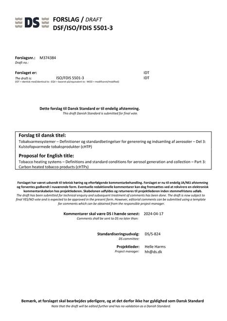 DANSK DSF/ISO/FDIS 5501-3