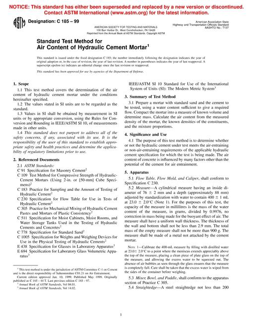 ASTM C185-99