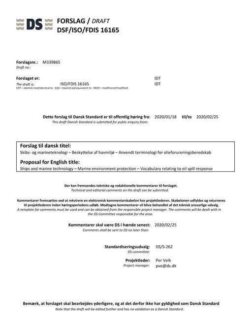 DANSK DSF/ISO/FDIS 16165