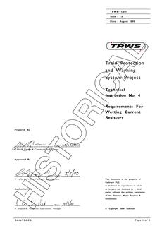 NR TPWS/TI/004 ISSUE 1