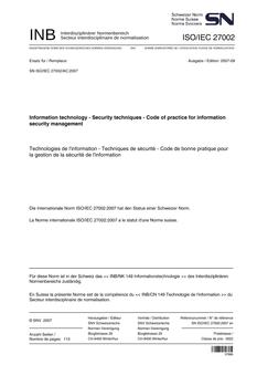 SNV SN ISO/IEC 27002