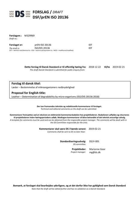 DANSK DSF/PREN ISO 20136