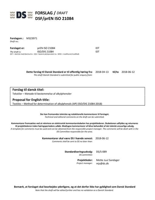 DANSK DSF/PREN ISO 21084