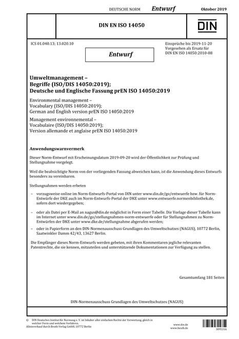 DIN EN ISO 14050 - DRAFT