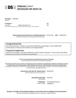 DANSK DSF/ISO/IEC DIS 29167-16
