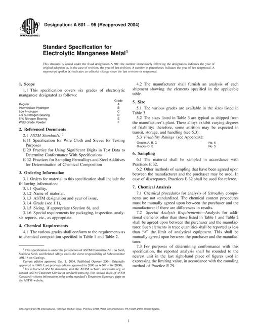 ASTM A601-96(2004)