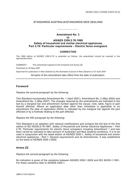 AS/NZS 3350.2.76:1998 AMDT 3